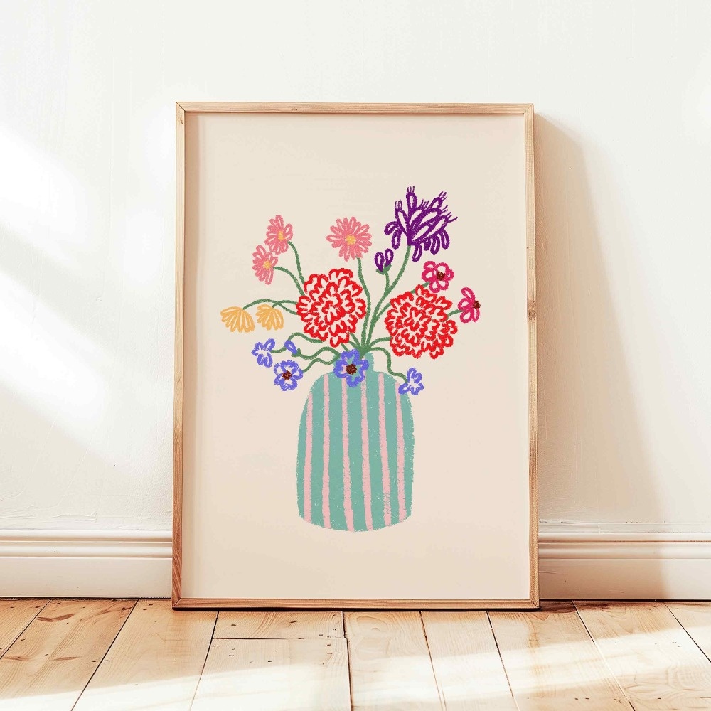 フレームレス、1ピースレトロベージュ花柄ラインプリント、シン - Plant Parenting のレビューと価格