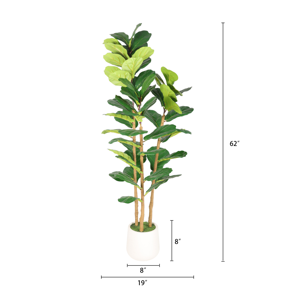 5.2フィートの人工フィドルリーフフィグツリー、装飾的な白い - Fiddle Leaf Fig のレビューと価格